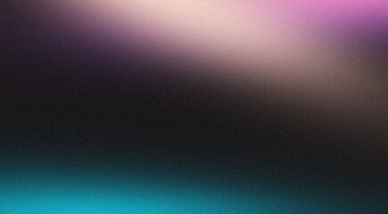 Fototapeta premium Abstract colorful grainy gradient on black backdrop design. Purple blue black color on dark noisy, vibrant color flow, glowing, shine, bright, noise texture, banner or poster.