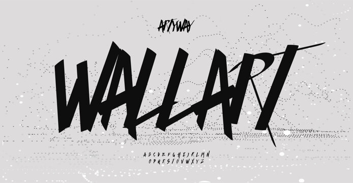 Urban graffiti alphabet, expressive brush typeface, edgy dynamic lettering, youthful streetwear style, rebellious typographic design, creative raw typography. Vector typeset.