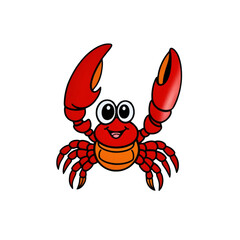 Cartoon style Crayfish sticker with bright colors, expressive eyes, and cheerful claws, generative ai