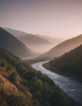 a beautiful lanscape river in the fantastic nature with green