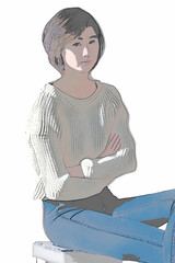 腕組みをしている女性