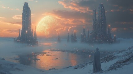 Futuristic science fiction city, amazing modern technology