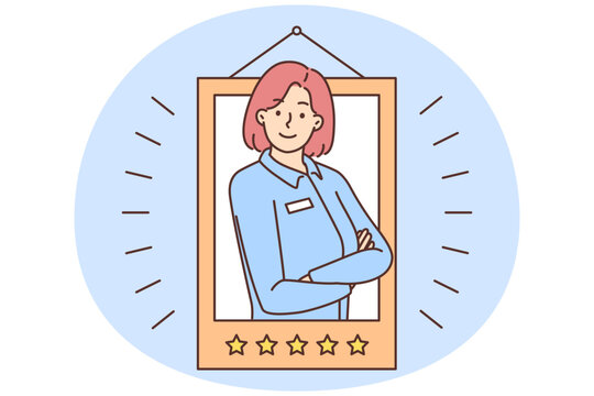 Smiling female employee as worker of month