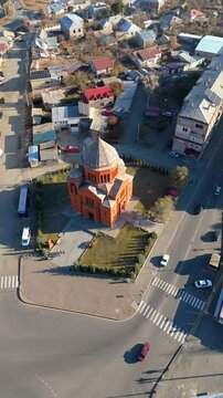 Church of the Holy Archangels in Sevan, Armenia. Taken with a drone