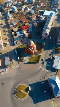 Church of the Holy Archangels in Sevan, Armenia. Taken with a drone