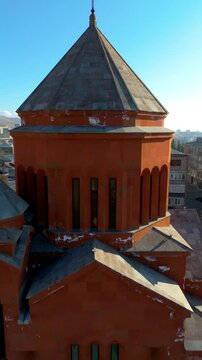 Church of the Holy Archangels in Sevan, Armenia. Taken with a drone