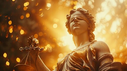 Blindfolded Statue of Justice Holding Scales of Justice