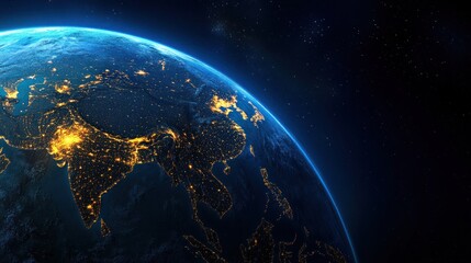 Obraz premium Earth at Night: A View of Asia's City Lights