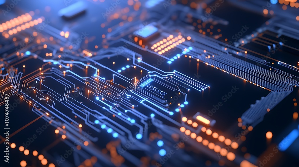 Aufkleber abstract circuit board design with glowing lines and digital technology