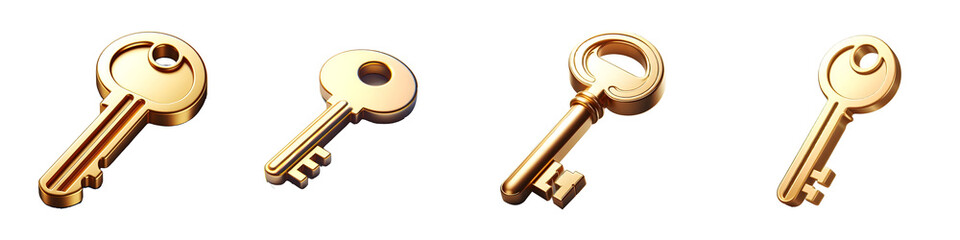 A shiny gold key icon with a rounded handle