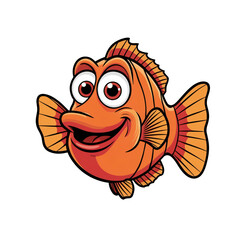 Cartoon style Hogfish with big expressive eyes, vibrant colors, bold outlined fins, friendly underwater character sticker, generative ai
