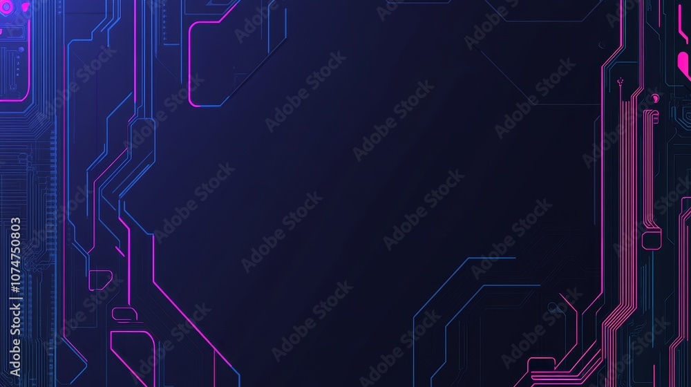 Poster abstract technology background featuring a circuit board, processor, and ai chip or cpu semiconducto