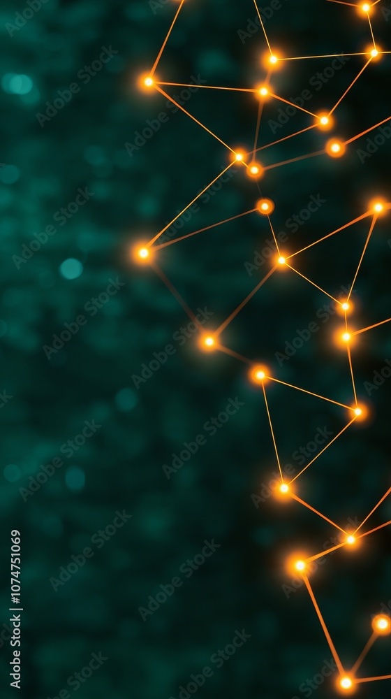 Poster abstract image featuring glowing nodes connected by lines against a soft, green background, evoking 