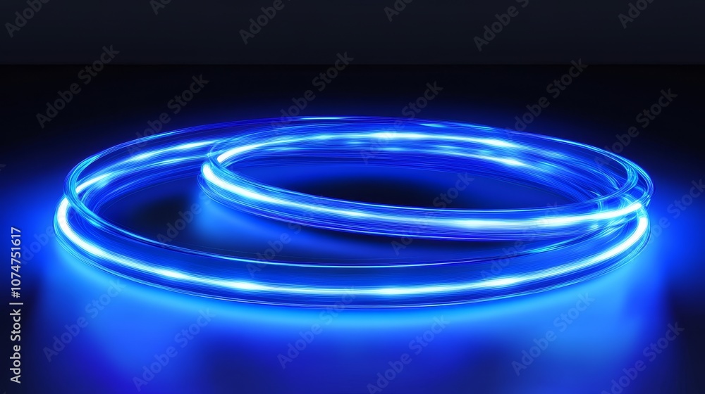 Poster abstract light blue twirl effect with glowing electric neon lights and blurred curved lines, creatin