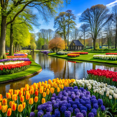 Obraz premium Keukenhof flower garden laisse the Netherlands