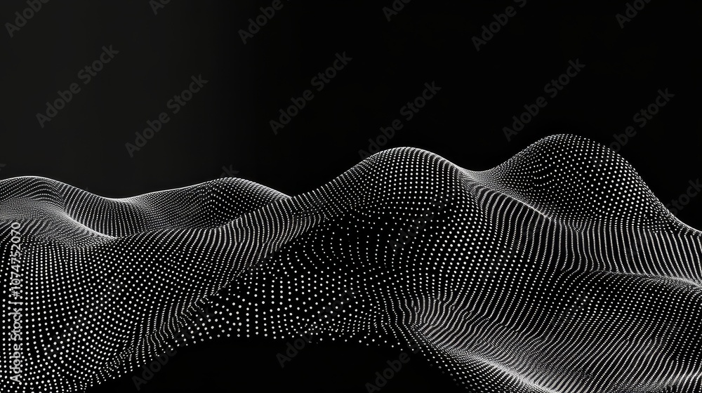 Poster abstract vector illustration of particle lines and geometric shapes forming a futuristic science and