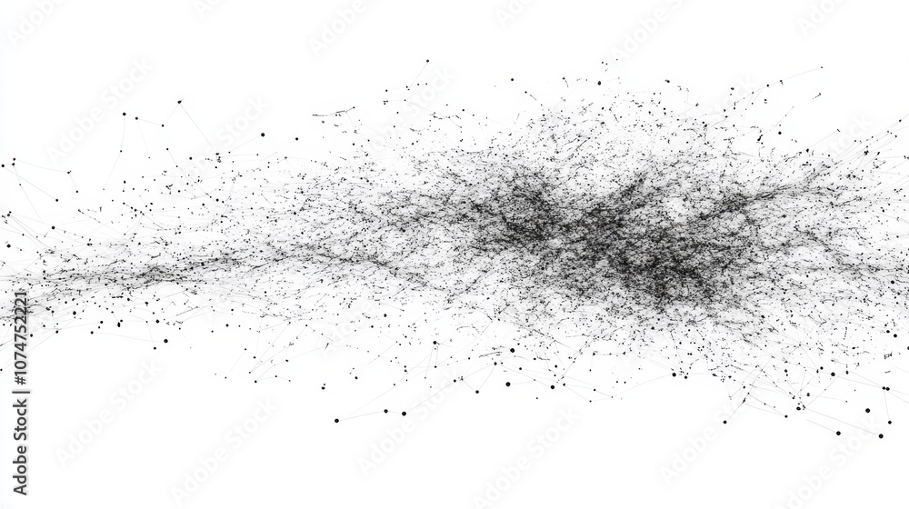 Poster abstract vector illustration of particle lines and geometric shapes forming a futuristic science and