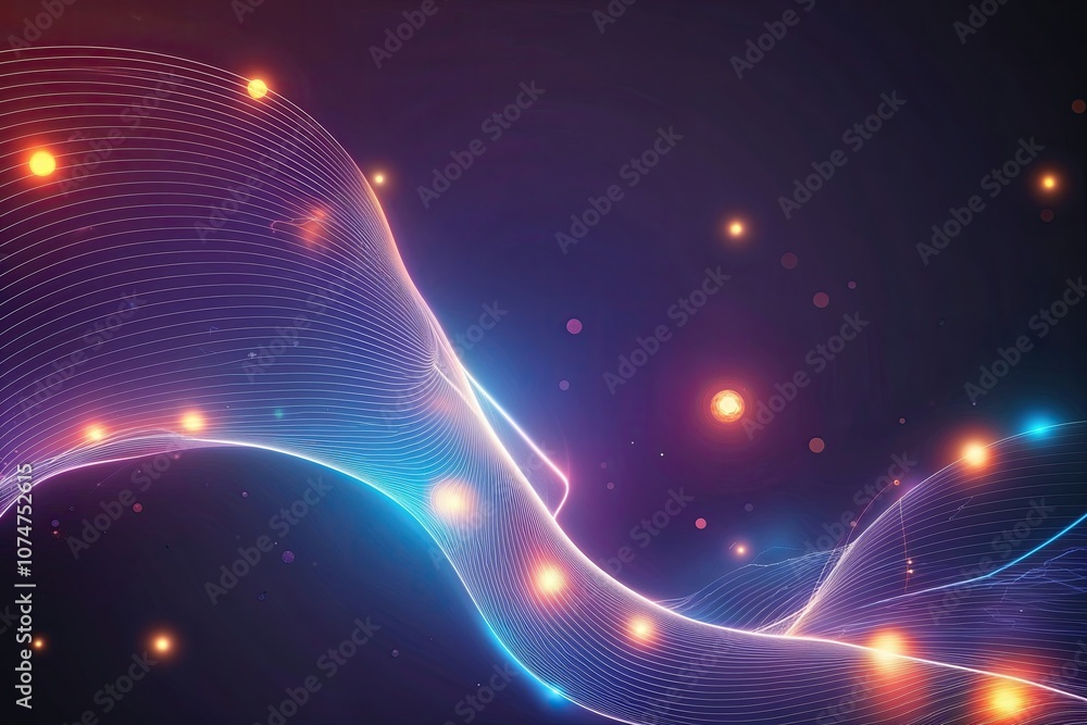 Poster abstract energy flow background with wavy lines and glowing light patterns