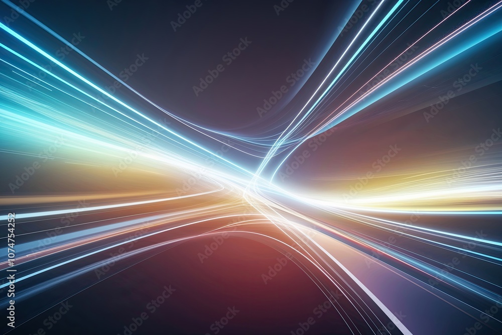 Poster abstract energy flow background with dynamic light waves and modern design