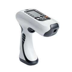 Handheld barcode scanner isolated on transparent background