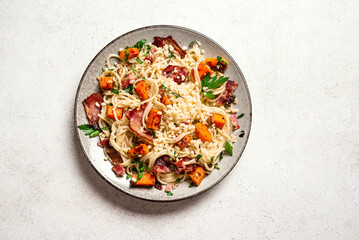 Pumpkin and Bacon spaghetti pasta, Pumpkin Carbonara