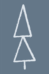 Doodle conifer tree color. Clipart illustration.