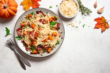 Pumpkin and Bacon spaghetti pasta, Pumpkin Carbonara