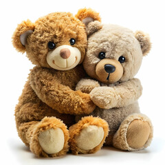 one teddy bear hugs another