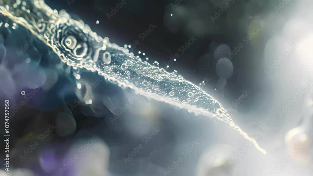 Poster a microorganism with a single long flagellum protruding from its body constantly rotating to help it