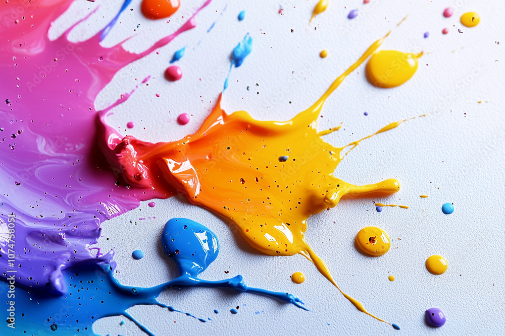 Poster colorful splashes of paint creating an artistic abstract design