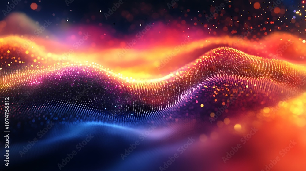 Poster Abstract Colorful Particle Wave Background Design