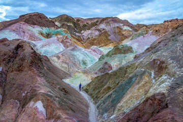 Hiker at Death Valley's Colorful Artist's Palette