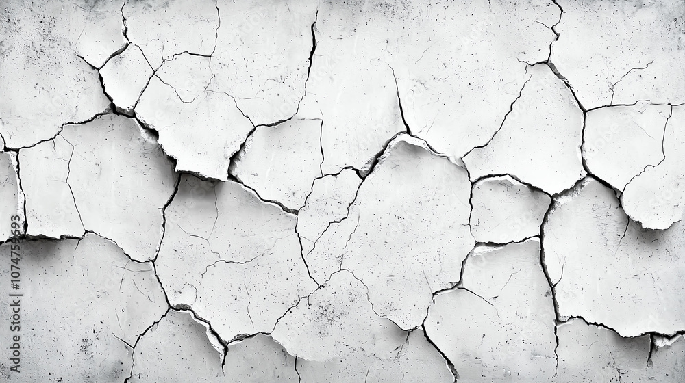 Aufkleber abstract background cracked concrete texture in grayscale, showcasing rough surfaces and intricate p
