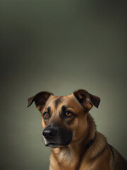 Obraz premium Pet photography of a dog sitting with a plain backdrop. 