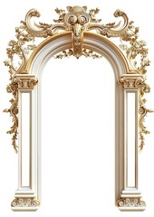 Naklejka premium Minimal arch art nouveau architecture white background entrance.