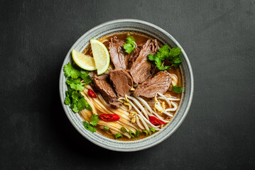 Pho Bo beef meat and noodle soup