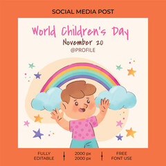 Watercolor world children's day Instagram Post