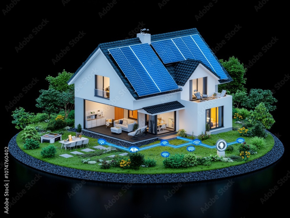 Aufkleber using smart home technology to monitor and optimize energy use for sustainable living