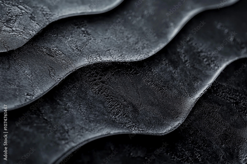Poster textured black waves creating a dramatic visual on a smooth surface