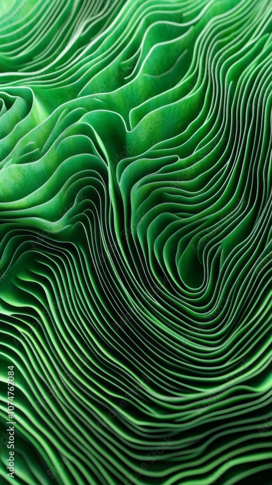 Poster the image is a close up of a green leaf with many green lines