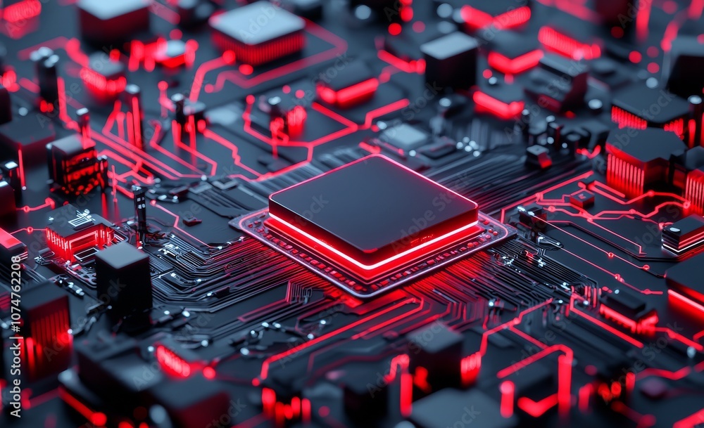 Aufkleber the abstract technology background is a 3d illustration featuring quantum computer architecture. a f