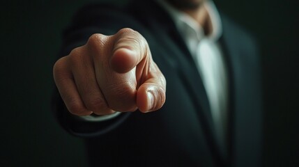 Businessman point finger at invisible screen