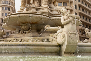 Beige building in the center of a European city, France