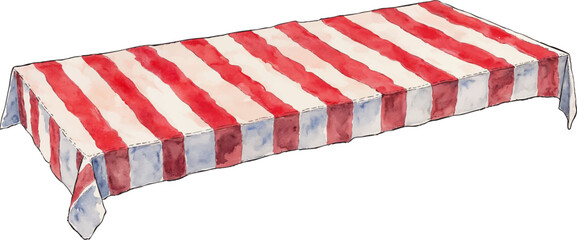 Obraz premium Watercolor Christmas Table Runner with Red and White Stripes