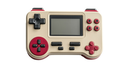 Old handheld video game console isolated on transparent background