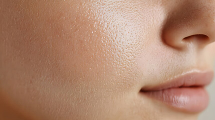 Close up macro photo of face skin texture showing wrinkles and pores