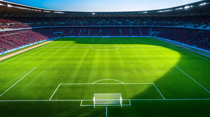 Obraz premium Wide-angle view of an empty football stadium