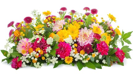 Flower Arrangement or Bouquet of Colorful Spring Flowers Isolated on White Background - a vibrant and delightful visual. The flower arrangement or bouquet of colorful spring flowers isolated on the 