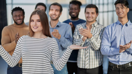 Everybody brings a different skill to the team. Portrait of a diverse group of coworkers standing in an office.