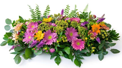 Flower Arrangement or Bouquet of Colorful Spring Flowers Isolated on White Background - a vibrant and delightful visual. The flower arrangement or bouquet of colorful spring flowers isolated on the 